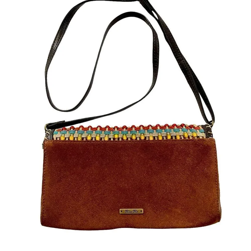 MISS ME Free Spirit Beaded Purse Brown / Multi